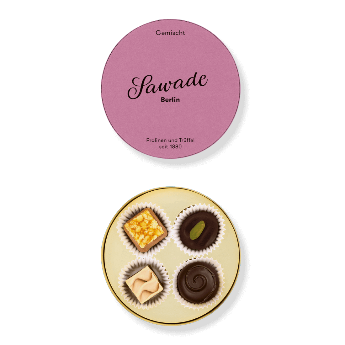 Sawade Kleine runde Pralinenschachtel Gemischt Sawade Kleine runde Pralinenschachtel Gemischt Runddose Gemischt