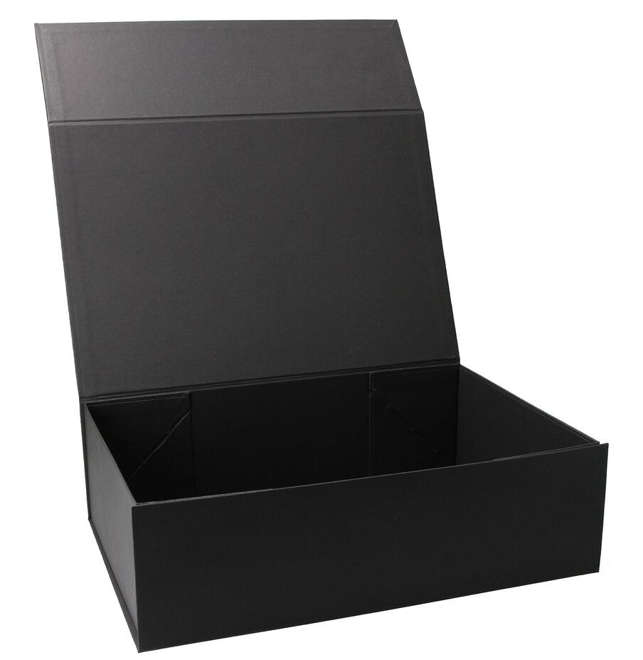 Magnetfaltbox 38x28x12 cm Schwarz – edle Geschenkbox mit Magnetverschluss