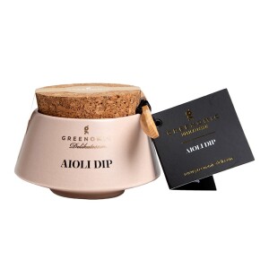Greenomic Aioli Dip – Premium Knoblauch-Dip im handgefertigten Keramiktopf mit Holzlöffel Mediterraner Genuss trifft auf außergewöhnliches Design
