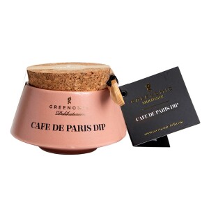 Der Greenomic Café de Paris Dip vereint die beliebten Aromen der berühmten Café-de-Paris-Gewürzmischung mit exklusiver Handwerkskunst und außergewöhnlichem Design. Die fein abgestimmte Komposition aus Zwiebeln, Knoblauch, Kurkuma, weißem Pfeffer, Chili und Muskatnuss sorgt für ein würziges, aromatisches Geschmackserlebnis und verleiht zahlreichen Gerichten eine elegante französische Note.